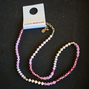 Pink Stone Beaded Necklace Lucky Brand
